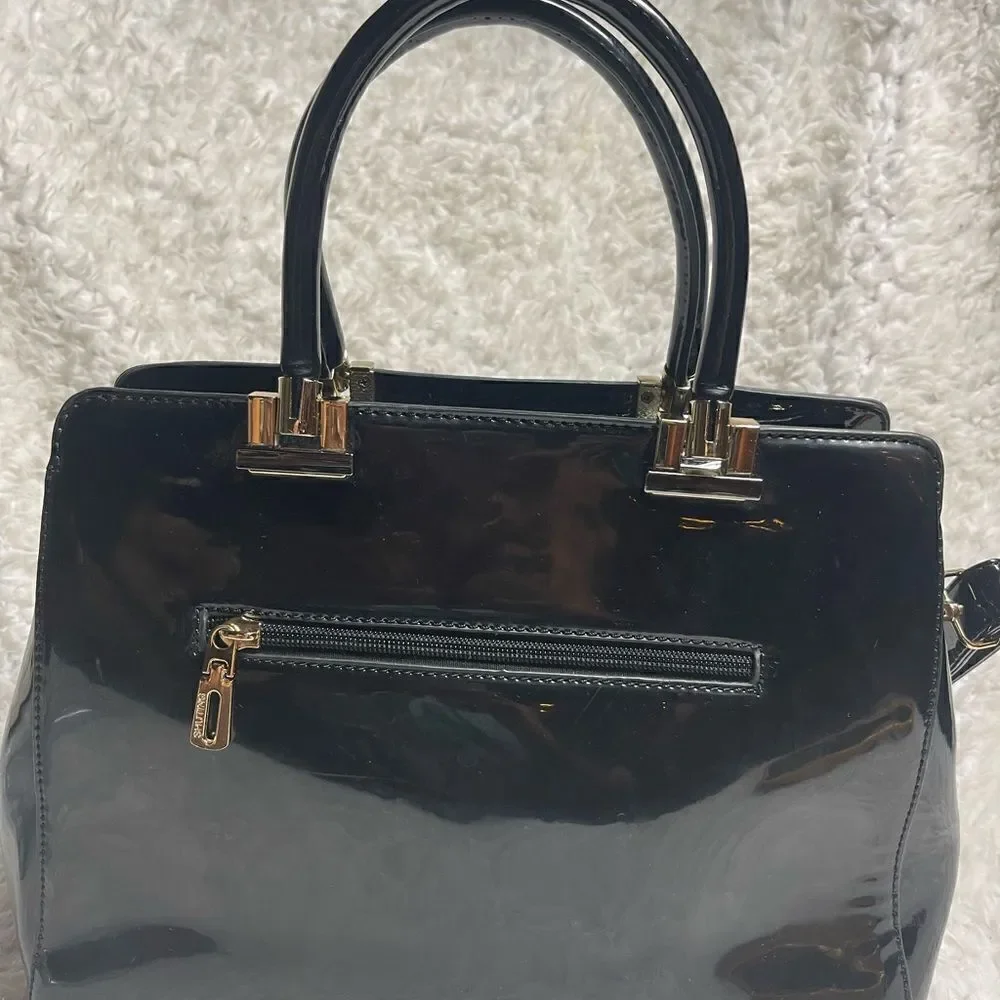 Shuting patent leather Black & Red Satchel/shoulder bag with gold tone Hardwares